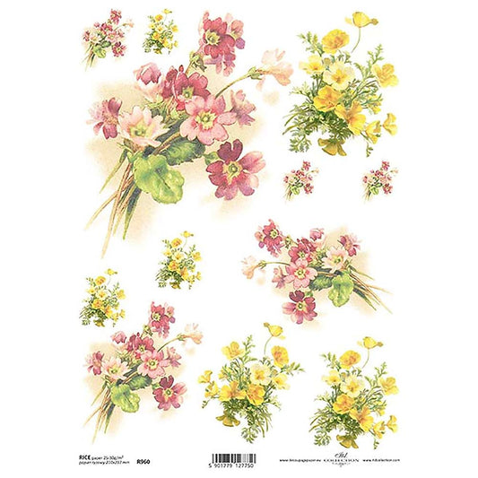 Yellow Posies Rice Paper A4 ITD Rice Paper for Decoupage