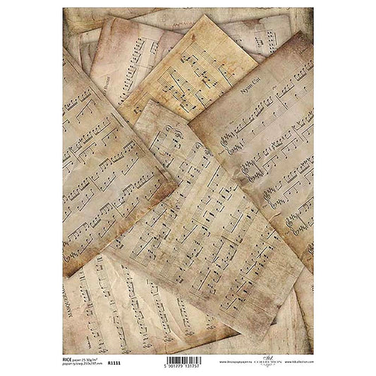 Music Notes Rice Paper A4 ITD Rice Paper for Decoupage