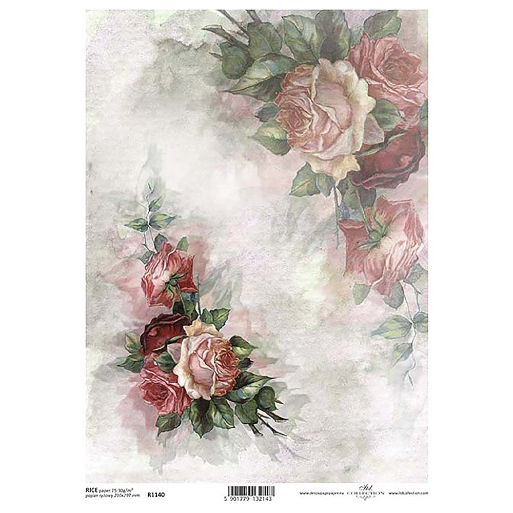 Rose Garlands Rice Paper A4 ITD Rice Paper for Decoupage