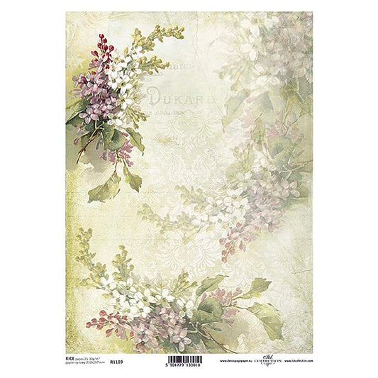 Cream Floral Rice Paper A4 ITD Rice Paper for Decoupage