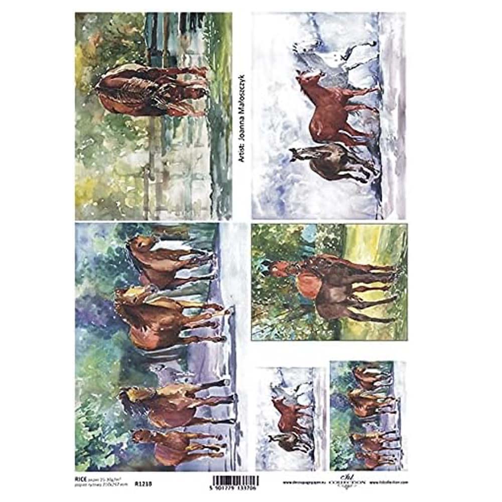 6 Scenes of Horses (Different Sizes) Rice Paper A4 ITD Rice Paper for Decoupage