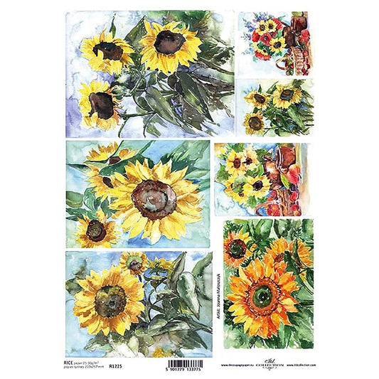 Sunflowers Floral Rice Paper A4 ITD Rice Paper for Decoupage