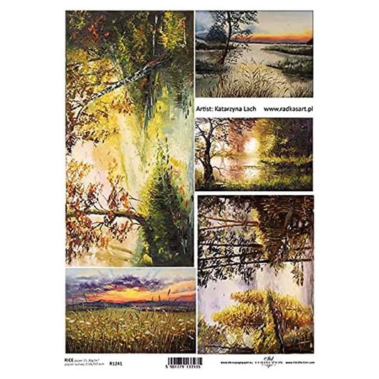 5 Marsh Landscapes (Different Sizes) Rice Paper A4 ITD Rice Paper for Decoupage