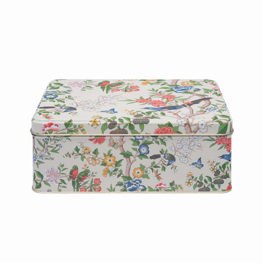 Sanderson Chinoiserie Hall  Deep Rectangular Tin 195 x 154 x 75mm