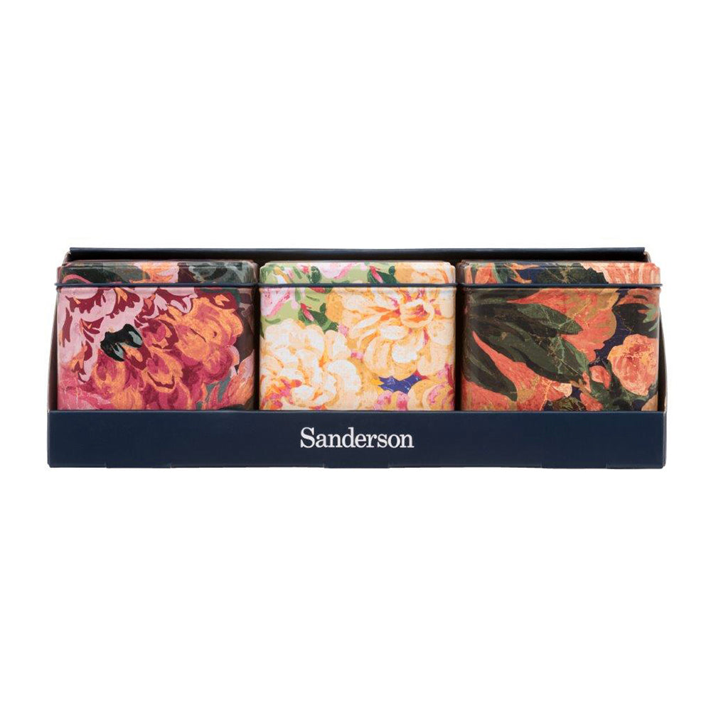 Sanderson Very Rose & Peony set of 3 square caddies 105 mm sq