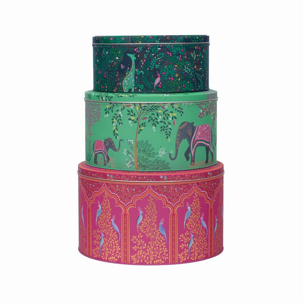 Sara Miller New India Set of 3 Round Nesting Cake Tins 250 (d) x 145mm 226(d) x 120mm 198 (d) x 90mm