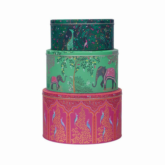 Sara Miller New India Set of 3 Round Nesting Cake Tins 250 (d) x 145mm 226(d) x 120mm 198 (d) x 90mm