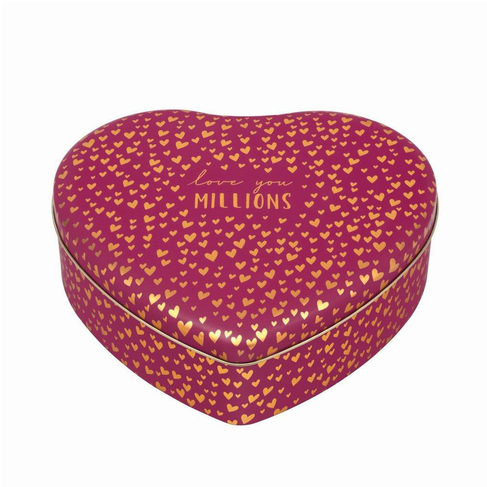 Sara Miller - Little Gestures Large Heart Shaped Tin Red with Gold Hearts Love you Millions 250 x 230 x 78mm