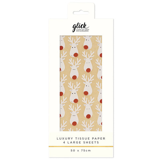 Terrific Reindeer Kraft Christmas Glick 4 sheets tissue wrapping paper 50 x 75 cm