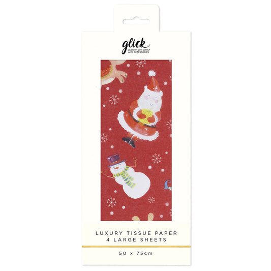 Santa's Workshop Red C Christmas Glick 4 sheets tissue wrapping paper 50 x 75 cm