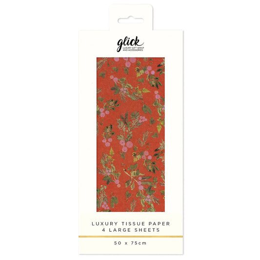 Red Berries Christmas Glick 4 sheets tissue wrapping paper 50 x 75 cm