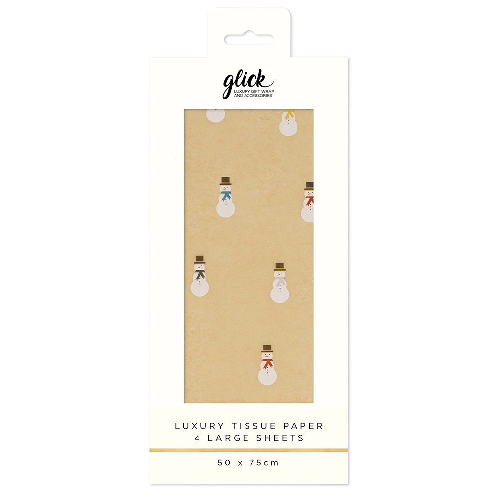 Itty Bitty Snowmen Kraft Christmas Glick 4 sheets tissue wrapping paper 50 x 75 cm