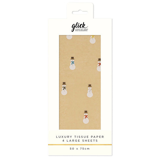 Itty Bitty Snowmen Kraft Christmas Glick 4 sheets tissue wrapping paper 50 x 75 cm