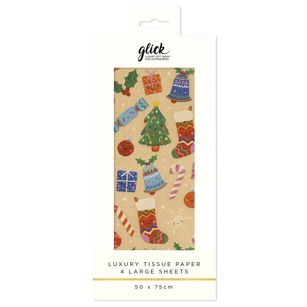 Kraft Whimsical Christmas Kate McFarlane Glick 4 sheets tissue wrapping paper 50 x 75 cm