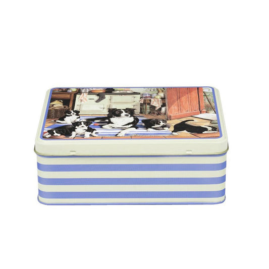 Tracy Hall Collies Sheep Dogs Deep Rectangular Tin 195 x 154 x 75mm