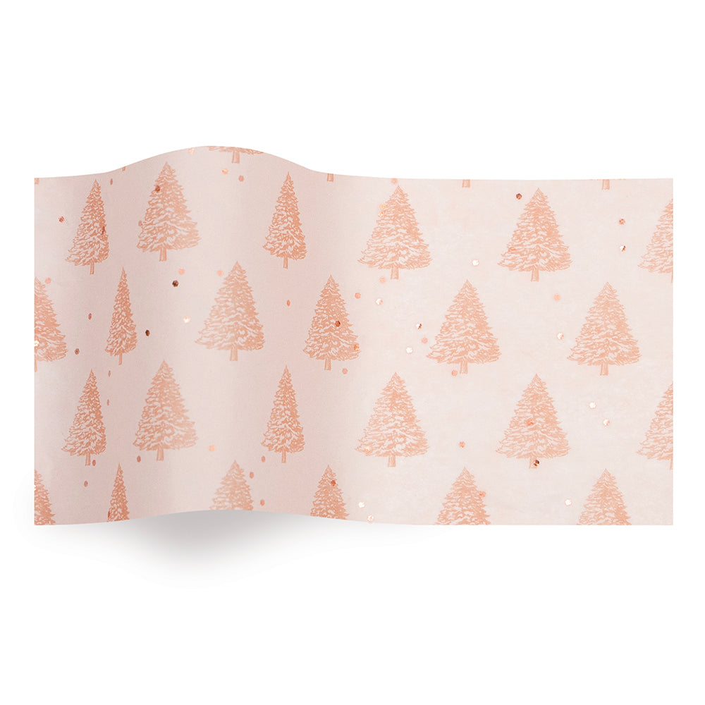 Rose Gold Pearl Trees Christmas Tissue Paper 5 Sheets of 20 x 30" Satinwrap Tissue Wrapping Paper