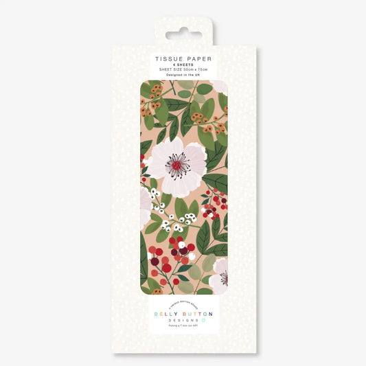 White Rose Belly Button Tissue Wrapping Paper 4 sheets 50 x 75 cm