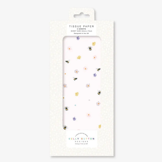 Meadow Flowers Belly Button Tissue Wrapping Paper 4 sheets 50 x 75 cm