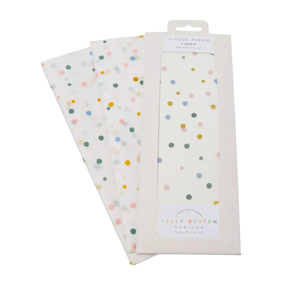 Confetti Dots Pastels Belly Button Tissue Wrapping Paper 4 sheets 50 x 75 cm