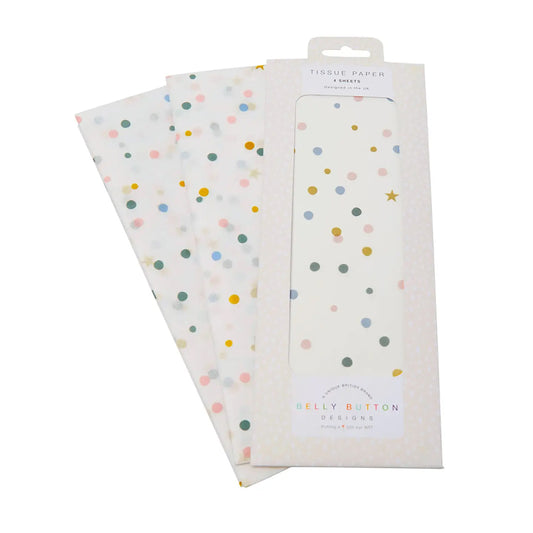 Confetti Dots Pastels Belly Button Tissue Wrapping Paper 4 sheets 50 x 75 cm