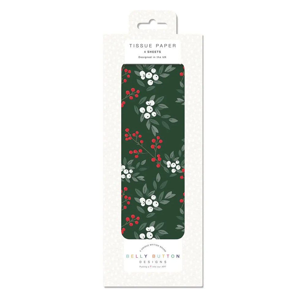 Elle Wreath Christmas Belly Button Tissue Wrapping Paper 4 sheets 50 x 75 cm