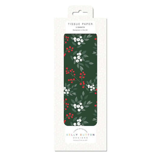 Elle Wreath Christmas Belly Button Tissue Wrapping Paper 4 sheets 50 x 75 cm