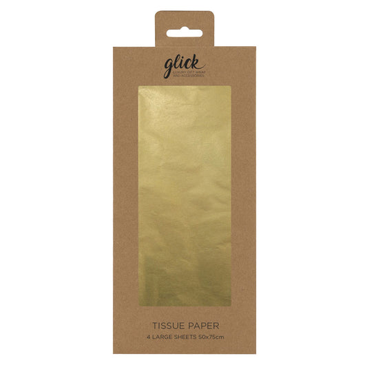 Plain Gold Glick 4 sheets tissue wrapping paper 50 x 75 cm