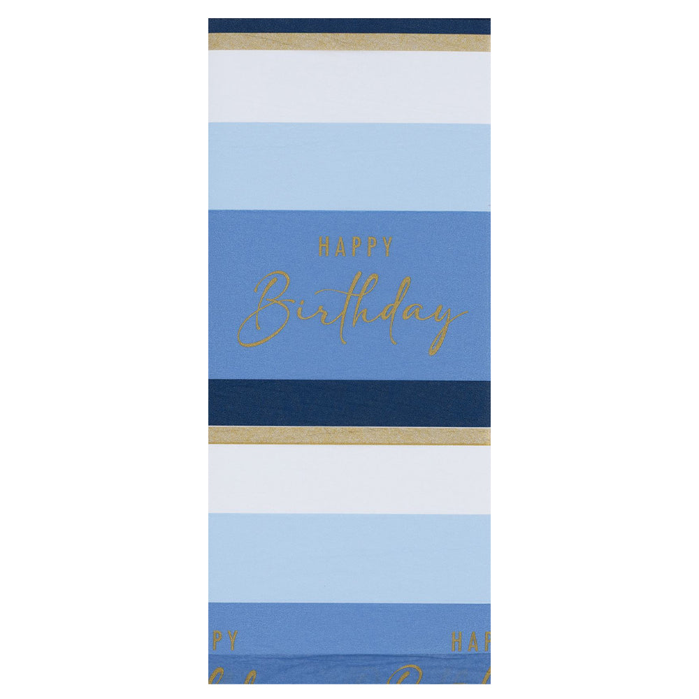 Birthday Stripe Blue 4 sheets tissue wrapping paper 50 x 75 cm