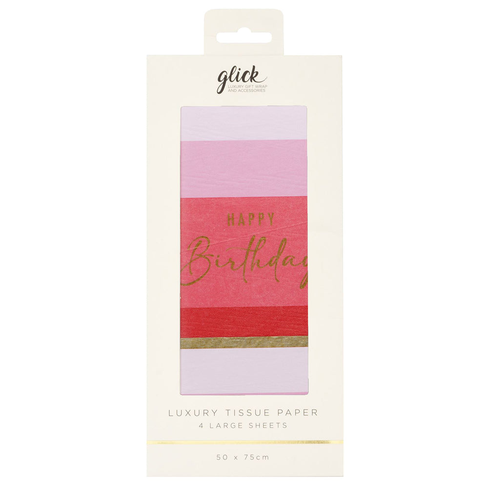 Birthday Stripe Pink 4 sheets tissue wrapping paper 50 x 75 cm