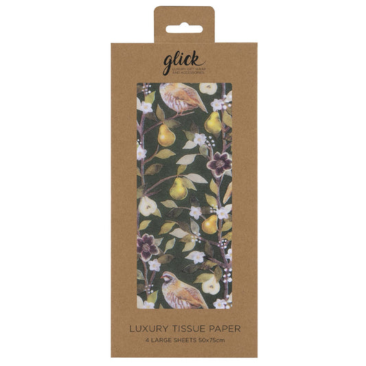 Partridge in a Pear Tree Christmas Glick 4 sheets tissue wrapping paper 50 x 75 cm