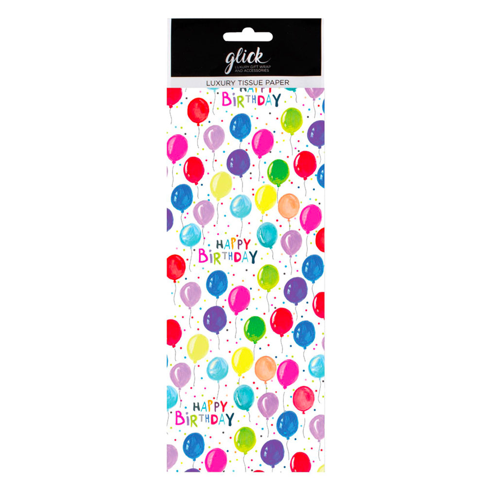 Birthday Balloons Tissue Paper 4 Sheets of 50 x 75 cm Glick Tissue Wrapping Paper