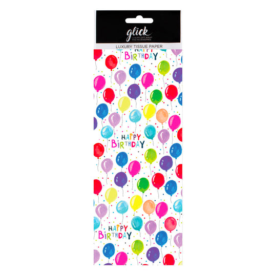 Birthday Balloons Tissue Paper 4 Sheets of 50 x 75 cm Glick Tissue Wrapping Paper