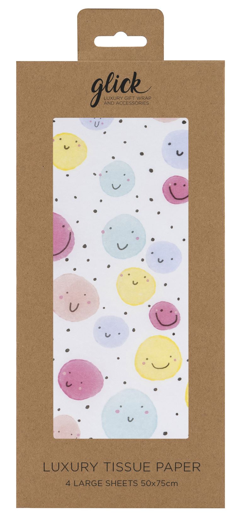 Giggle Piggle Smiley Faces Glick 4 sheets tissue wrapping paper 50 x 75 cm