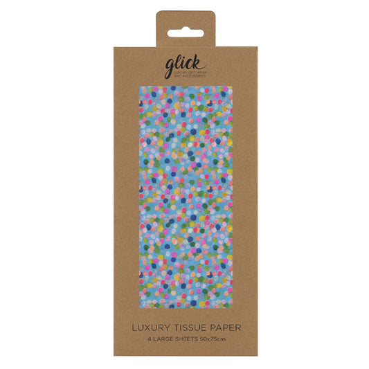 Spotty Blue Glick 4 sheets tissue wrapping paper 50 x 75 cm