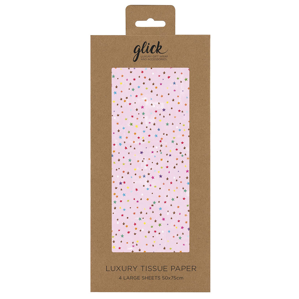 Pink Stars PS Glick 4 sheets tissue wrapping paper 50 x 75 cm