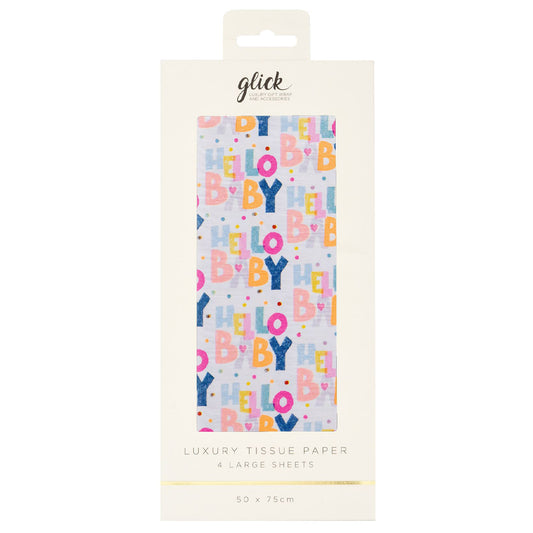 Hello Baby 4 sheets tissue wrapping paper 50 x 75 cm