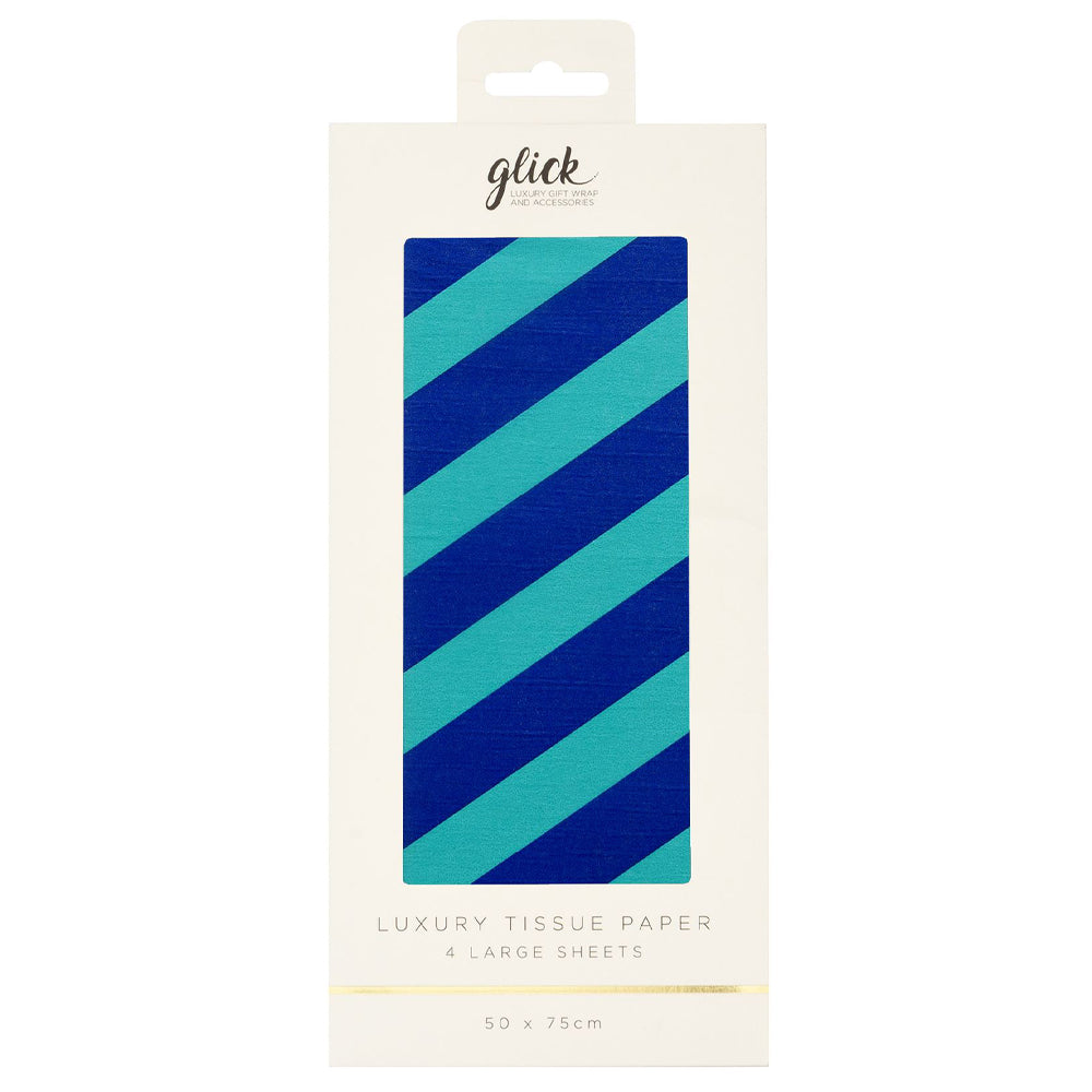 Vivid Cobalt Stripe 4 sheets tissue wrapping paper 50 x 75 cm