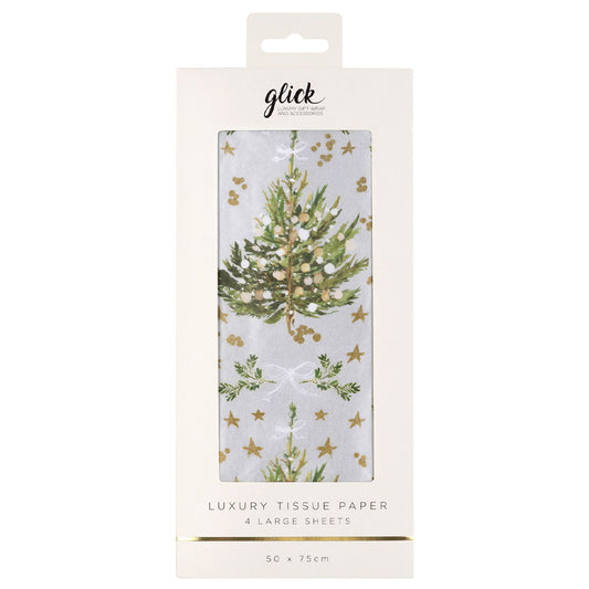 Spruce Silver Christmas 4 sheets tissue wrapping paper 50 x 75 cm