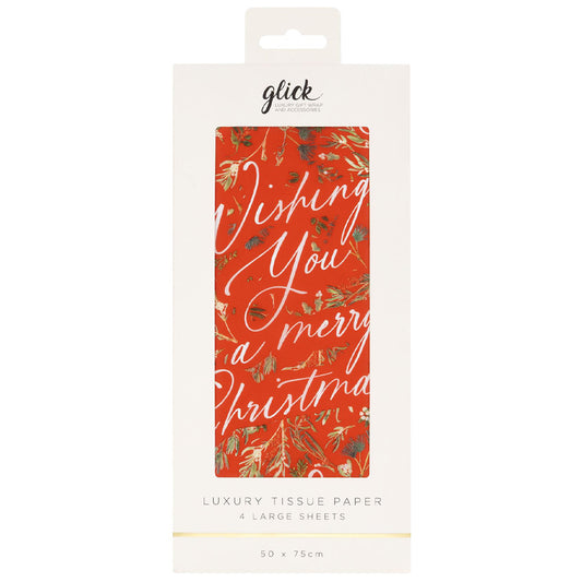 Evergreen Embrace Red Christmas 4 sheets tissue wrapping paper 50 x 75 cm