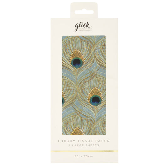 Peacock Quill Feathers Stephanie Dyment Glick 4 sheets tissue wrapping paper 50 x 75 cm
