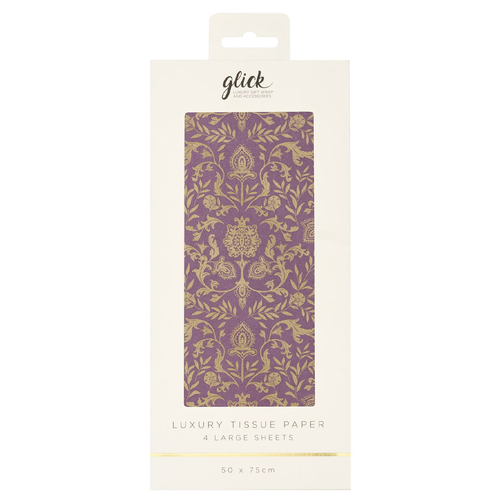 Baroque Purple Gold Glick 4 sheets tissue wrapping paper 50 x 75 cm
