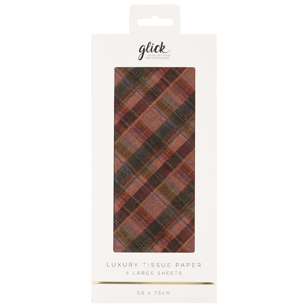 Sugarplum Tartan Christmas 4 sheets tissue wrapping paper 50 x 75 cm