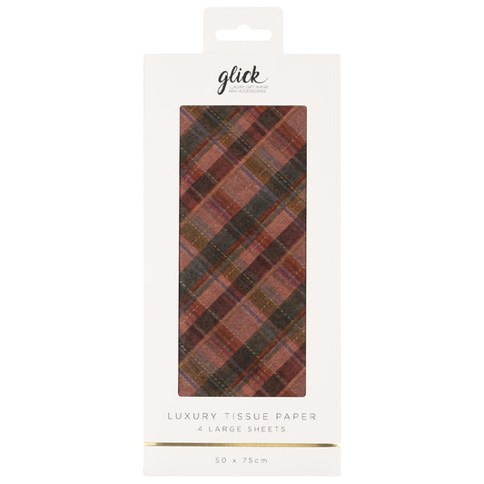 Sugarplum Tartan Christmas 4 sheets tissue wrapping paper 50 x 75 cm