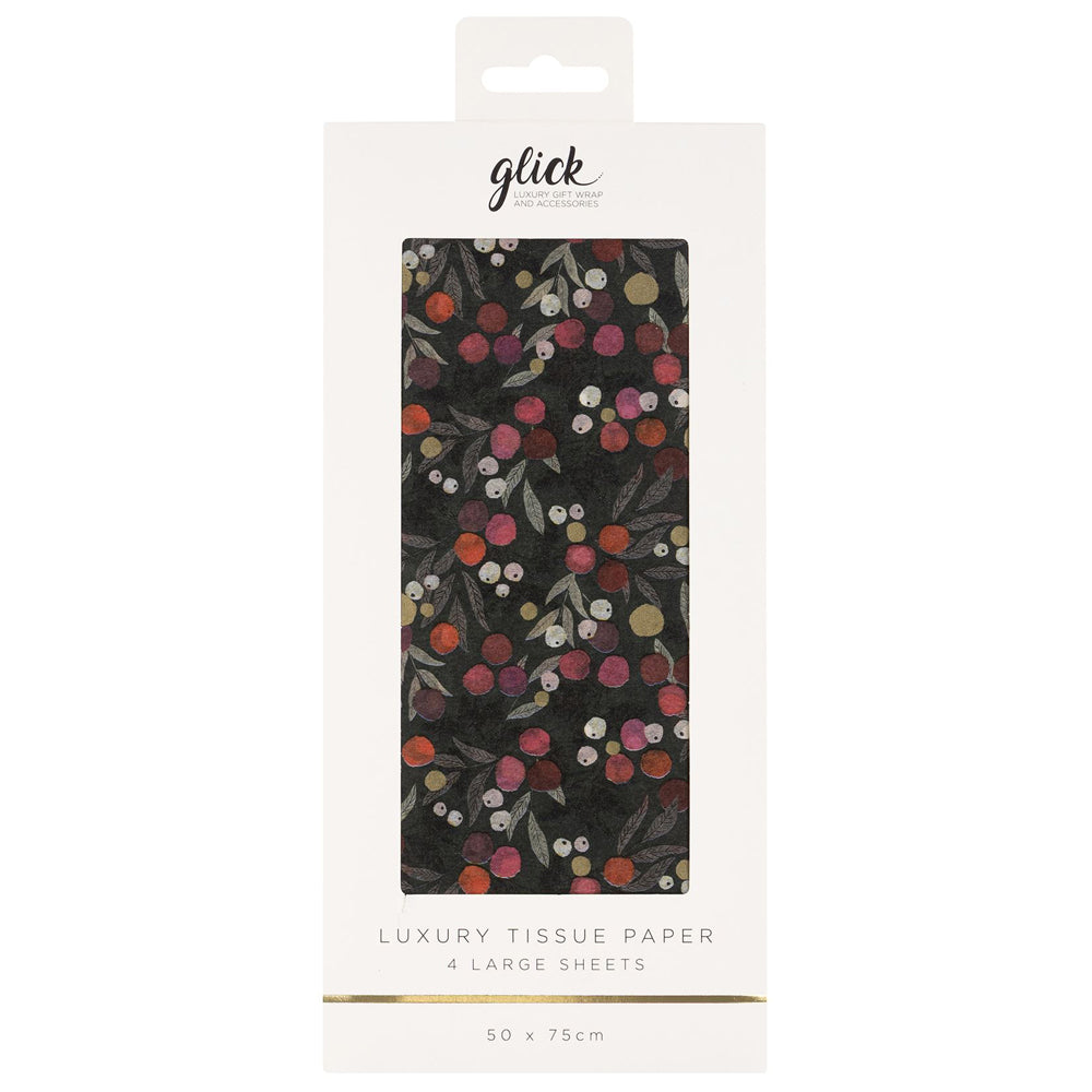 Berries Green Christmas 4 sheets tissue wrapping paper 50 x 75 cm