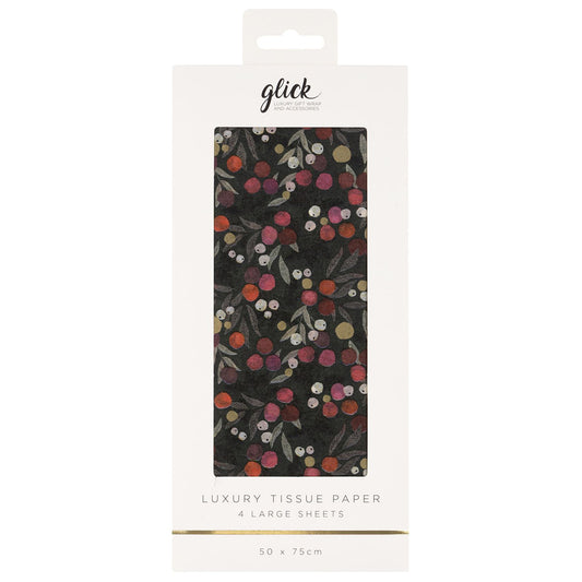 Berries Green Christmas 4 sheets tissue wrapping paper 50 x 75 cm