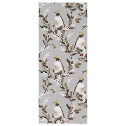 Crowned Emperor Penguins Silver Christmas 4 sheets tissue wrapping paper 50 x 75 cm