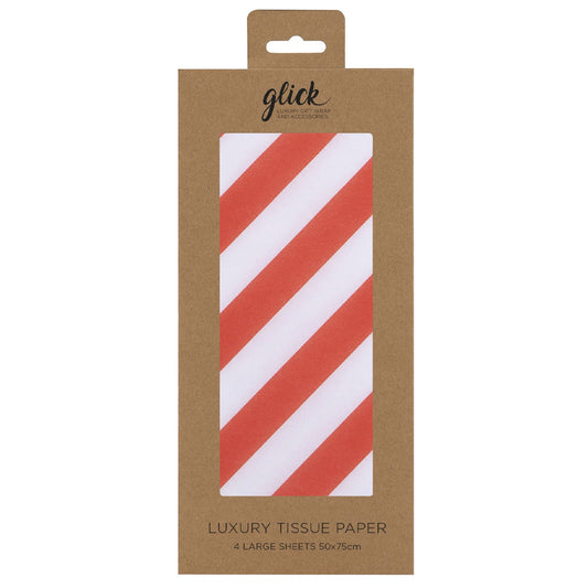 Candy Cane Red Stripe Christmas Glick 4 sheets tissue wrapping paper 50 x 75 cm