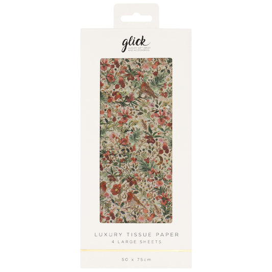 Gilded Robins Christmas 4 sheets tissue wrapping paper 50 x 75 cm