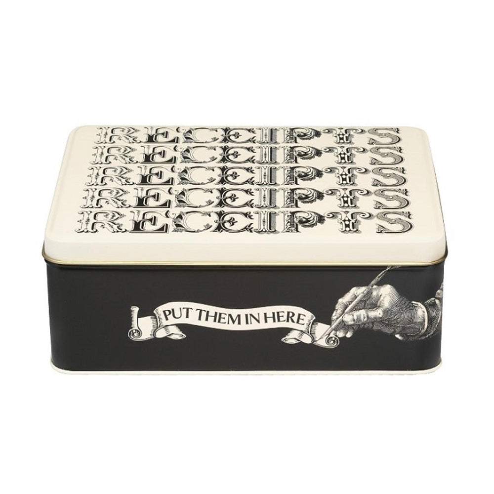 Typography Receipts Deep Rectangular Tin 195 x 154 x 75mm