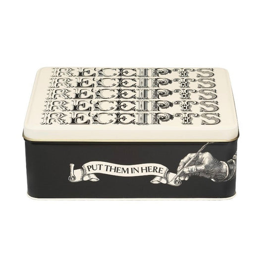 Typography Receipts Deep Rectangular Tin 195 x 154 x 75mm